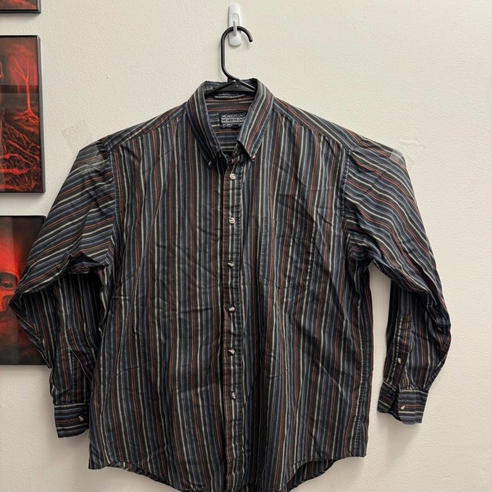 VINTAGE Members Only striped button down